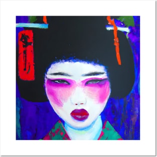 Geisha Girl Painting, Expressionism Art Posters and Art